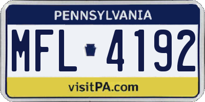 PA license plate MFL4192