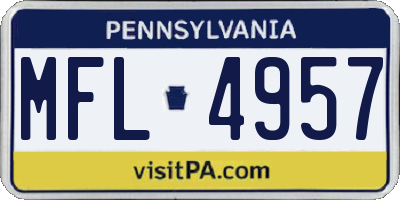 PA license plate MFL4957