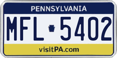 PA license plate MFL5402
