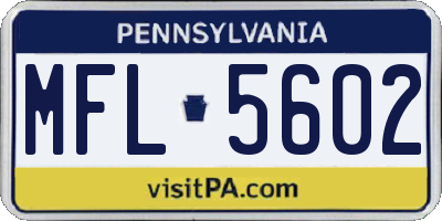 PA license plate MFL5602