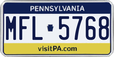 PA license plate MFL5768