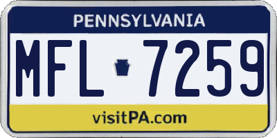 PA license plate MFL7259
