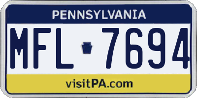PA license plate MFL7694