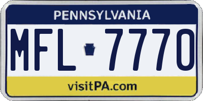 PA license plate MFL7770
