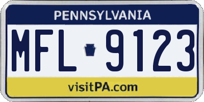 PA license plate MFL9123