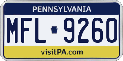 PA license plate MFL9260