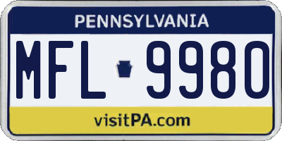 PA license plate MFL9980
