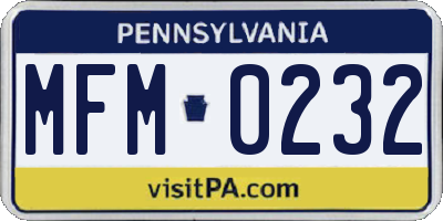 PA license plate MFM0232