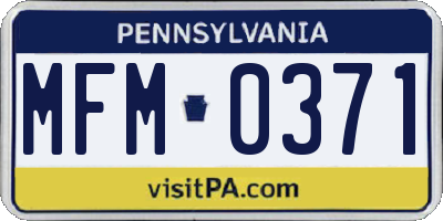 PA license plate MFM0371