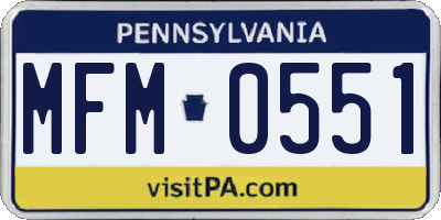 PA license plate MFM0551