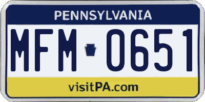 PA license plate MFM0651