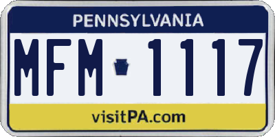 PA license plate MFM1117