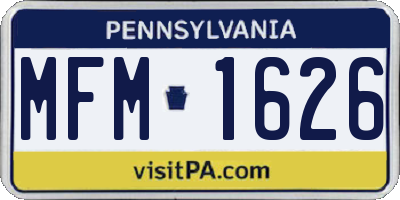 PA license plate MFM1626