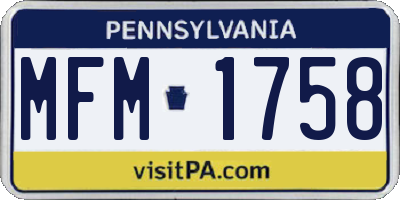 PA license plate MFM1758