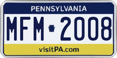 PA license plate MFM2008