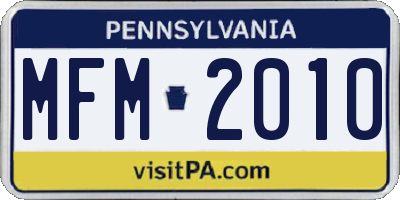 PA license plate MFM2010