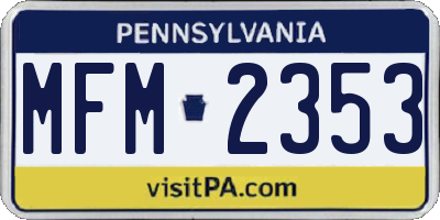PA license plate MFM2353