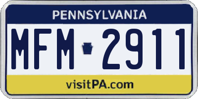 PA license plate MFM2911