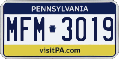 PA license plate MFM3019