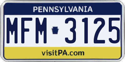 PA license plate MFM3125