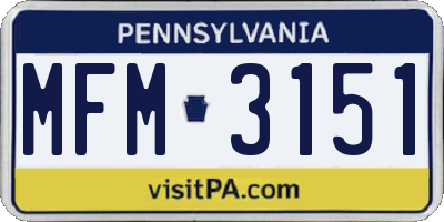 PA license plate MFM3151