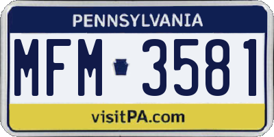 PA license plate MFM3581