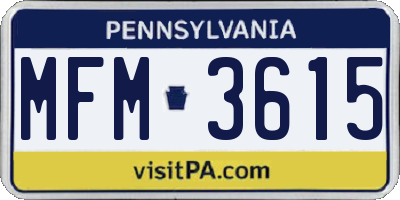 PA license plate MFM3615
