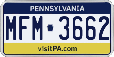 PA license plate MFM3662