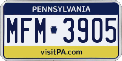 PA license plate MFM3905