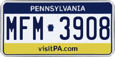 PA license plate MFM3908