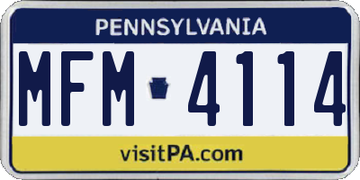 PA license plate MFM4114