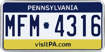 PA license plate MFM4316