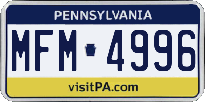 PA license plate MFM4996