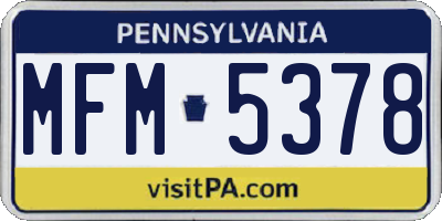 PA license plate MFM5378