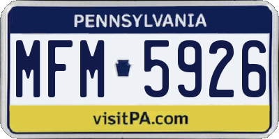 PA license plate MFM5926