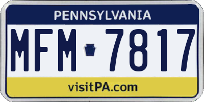 PA license plate MFM7817