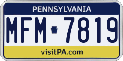 PA license plate MFM7819