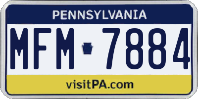 PA license plate MFM7884