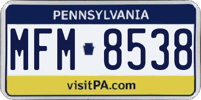 PA license plate MFM8538