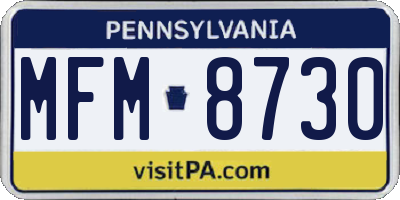 PA license plate MFM8730