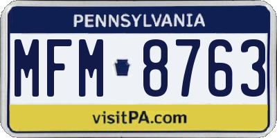PA license plate MFM8763