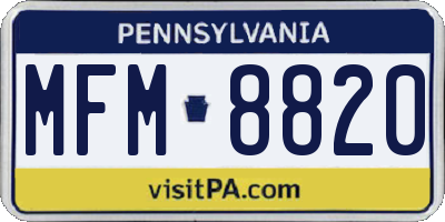 PA license plate MFM8820