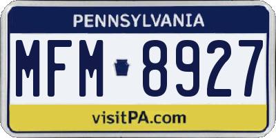 PA license plate MFM8927