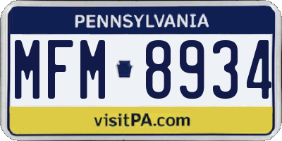 PA license plate MFM8934