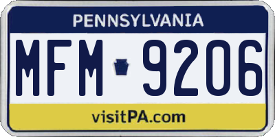 PA license plate MFM9206