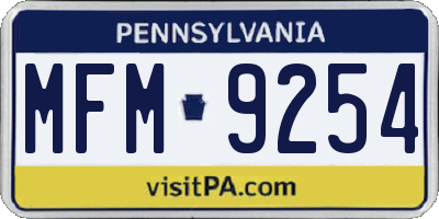 PA license plate MFM9254