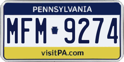 PA license plate MFM9274