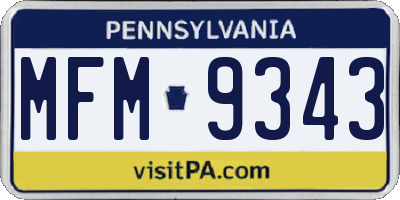 PA license plate MFM9343