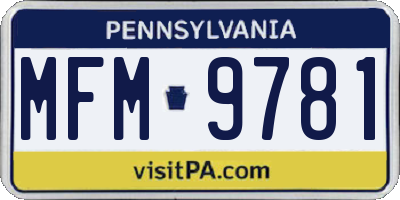 PA license plate MFM9781