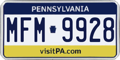 PA license plate MFM9928